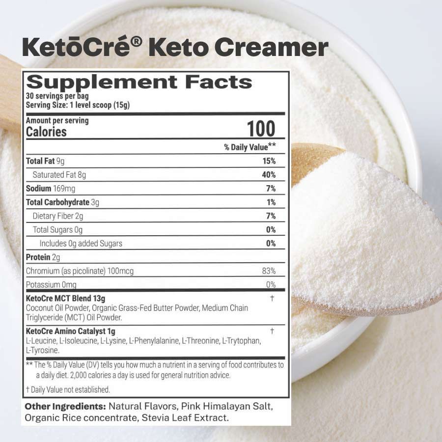 KetoCre - keto cream nutritional label